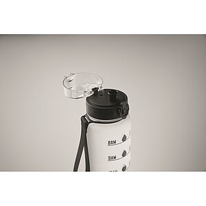 Sports water bottle RPET 1L, transparent white