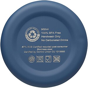 Spring 500 ml RCS certified recycled stainless steel copper vacuum insulated bottle, ocean blue