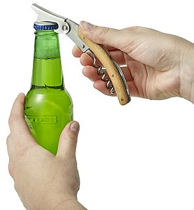 Stainless steel and bamboo wine set