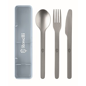 Stainless steel cutlery set, baby blue