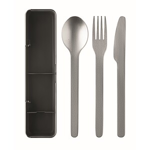 Stainless steel cutlery set, black