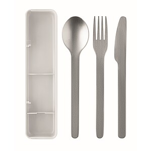 Stainless steel cutlery set, white