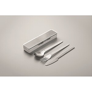 Stainless steel cutlery set, white