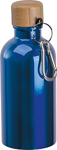 Stainless steel drinking bottle with carabiner, 400ml, blue