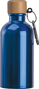 Stainless steel drinking bottle with carabiner, 400ml, blue