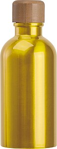 Stainless steel drinking bottle with carabiner, 400ml, yellow