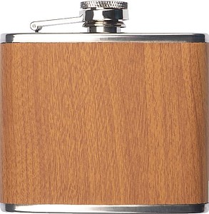 Stainless Steel Hip Flask with wooden Coating