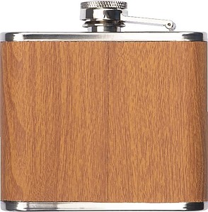 Stainless Steel Hip Flask with wooden Coating
