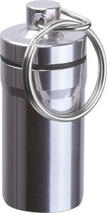 Stainless steel keychain container, grey