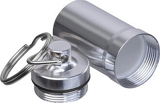 Stainless steel keychain container, grey