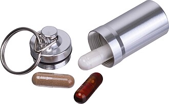 Stainless steel keychain container, grey