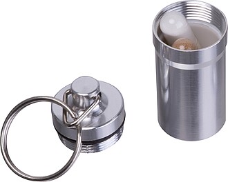 Stainless steel keychain container, grey