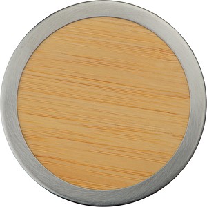 Stainless steel mug with tea strainer in bamboo look 350ml