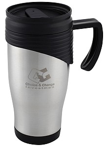 Stainless steel travel mug, grey