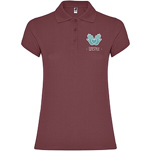 Star short sleeve womens polo, berry red
