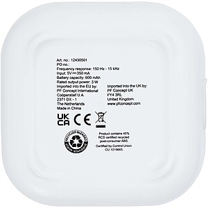 Stark 2.0 3W mini RCS recycled plastic Bluetooth® speaker, white