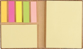 Sticky marker and sticky note book in a cork envelope