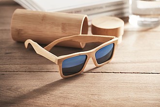 Sunglasses and case in bamboo