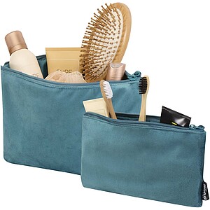 Swift GRS recycled velvet toiletry bag set, deep sea green