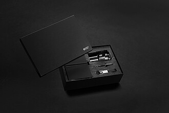 Swiss Peak RCS certified deluxe business gift set w/ tumbler, black