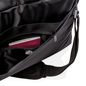 Swiss Peak RFID duffle with suitcase opening, black