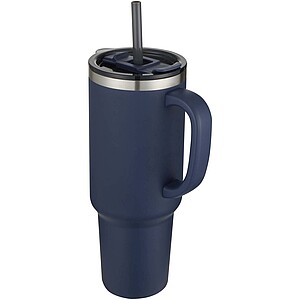 Sydney 1200 ml double wall RCS certified copper vacuum insulated tumbler with straw, navy