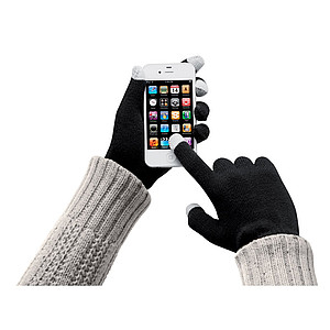 Tactile gloves for smartphones, black