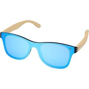 Tan sunglasses with bamboo temples, blue