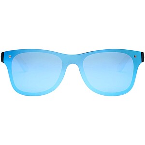 Tan sunglasses with bamboo temples, blue