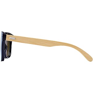 Tan sunglasses with bamboo temples, blue
