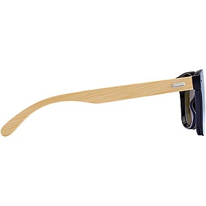 Tan sunglasses with bamboo temples, blue