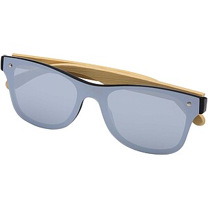 Tan sunglasses with bamboo temples, silver