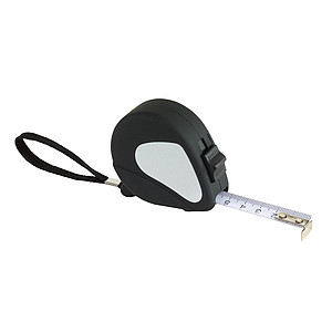 Tape measure "Worker", rubber-coated, 5m,colour black, silver