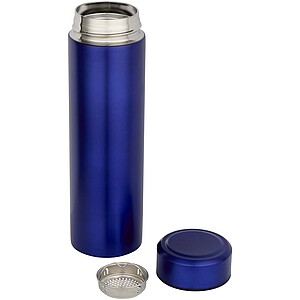 Taylor 450 ml double wall stainless steel flask with tea strainer, blue