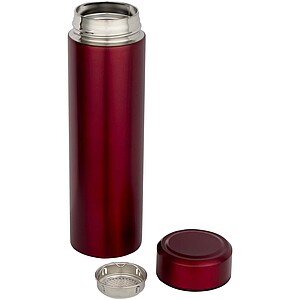 Taylor 450 ml double wall stainless steel flask with tea strainer, red