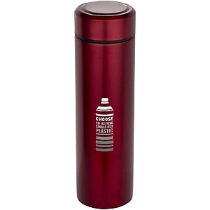 Taylor 450 ml double wall stainless steel flask with tea strainer, red