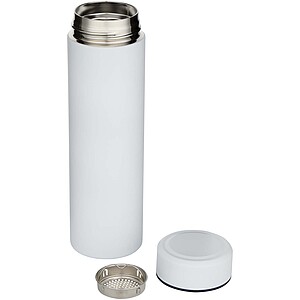 Taylor 450 ml double wall stainless steel flask with tea strainer, white