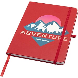 Teak A5 recycled hard cover notebook with lined pages, red