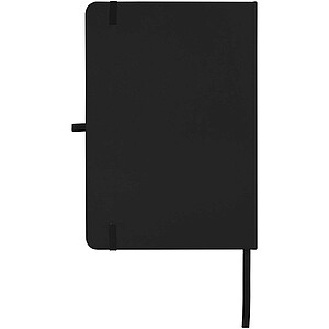 Teak A5 recycled hard cover notebook with lined pages, solid black