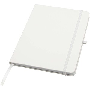 Teak A5 recycled hard cover notebook with lined pages, white