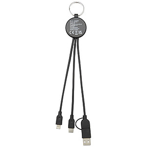 Tecta 6-in-1 recycled plastic/bamboo charging cable with keyring