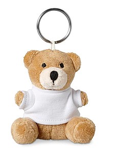 Teddy bear key ring, white