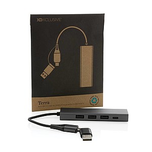 Terra RCS recycled aluminum hub with 3 USB ports