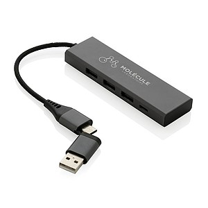 Terra RCS recycled aluminum hub with 3 USB ports