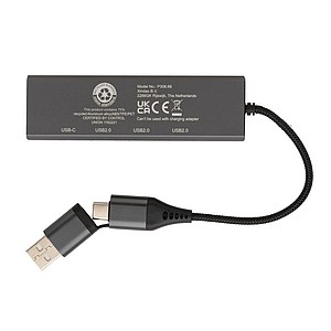 Terra RCS recycled aluminum hub with 3 USB ports
