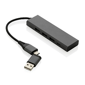 Terra RCS recycled aluminum hub with 3 USB ports