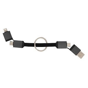Terra recycled aluminum 4 in 1 60W fast charging cable, grey