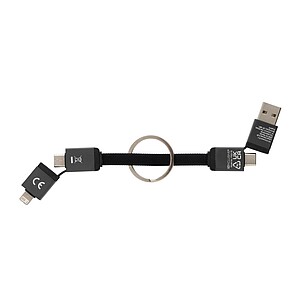 Terra recycled aluminum 4 in 1 60W fast charging cable, grey
