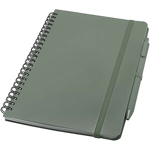 Thalaasa A5 ocean-bound hard cover notebook with ballpoint pen, heather green