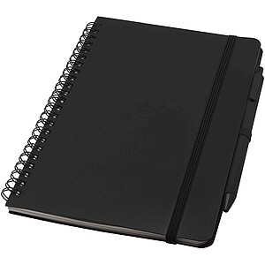 Thalaasa A5 ocean-bound hard cover notebook with ballpoint pen, solid black